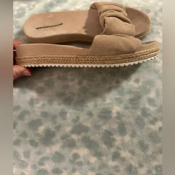 KATE SPADE Zira Slide Sandals Women’s 6 Suede Espadrille Platform Nude Blush NEW